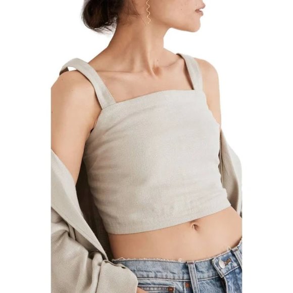 Madewell Tops - Madewell Breezewoven Abbie Crop Top in Ashen Sage - S